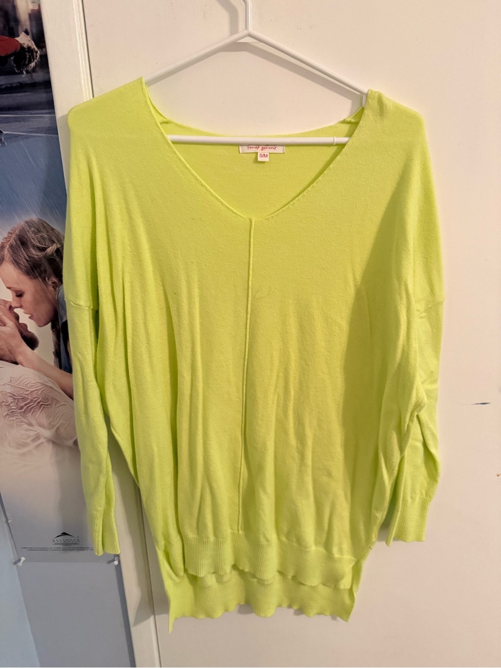 Women's Neon Lime V-Neck Sweater
